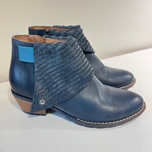 Wanda Panda Ankle Boots 38 Blue Leather Bohemian Fringe Boot Spain Retro Western